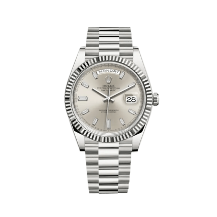Rolex Day-Date 228239 White Gold Silver Diamond Dial